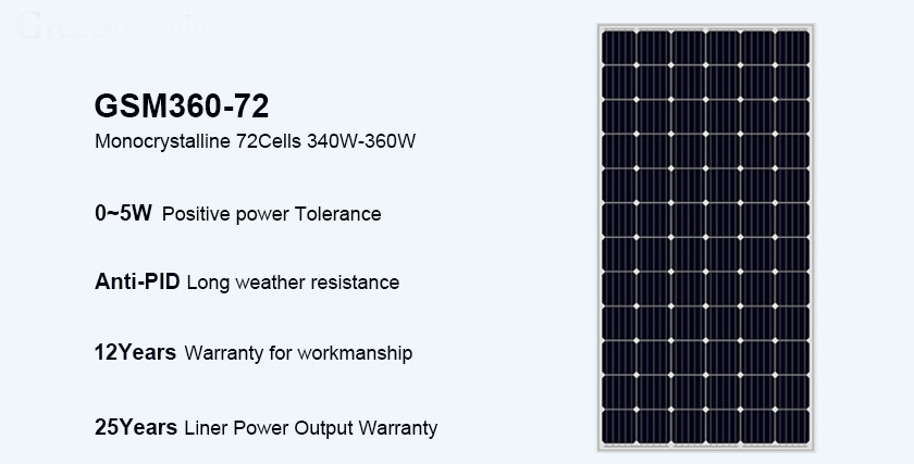 mono crystalline solar panel 340w 350w 360w